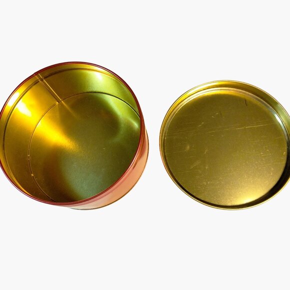 Red Round Metal Storage Tins Canisters Cookie Valentine Candy - Picture 4 of 6